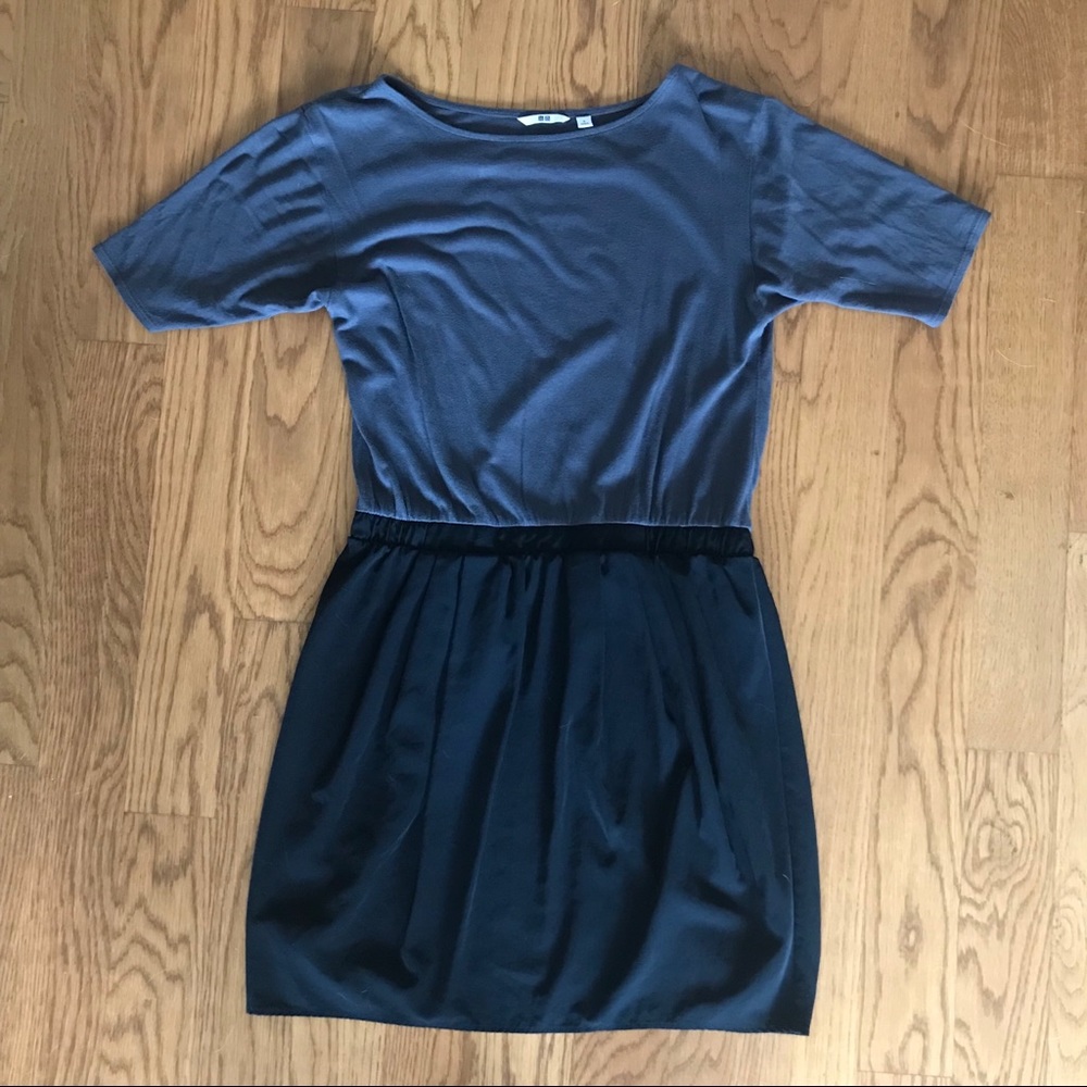 Uniqlo Casual Black and Gray Dress Short Sleeves